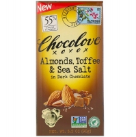  Натуральный темный шоколад  55% какао, Миндаль, ирис и морская  соль, Chocolove 90 грамм