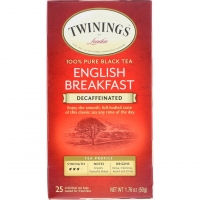 Twinings, 100% чистый черный чай, английский завтрак, без кофеина, 25 чайных пакетиков