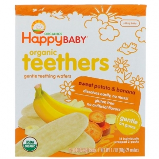 Organic Teethers, вафли для мягкого прорезывания зубов у малышей, батат и банан, 12 пакетиков по 4 грамма фото №1