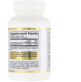 Витамин С Gold 1000 мг, 60 капсул California Gold Nutrition фото №2