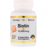 Биотин Biotin, 10000 мкг 90 вегетарианских капсул