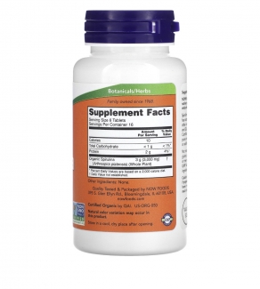 NOW Foods, сертифицированная органическая спирулина,500 мг, 100 таблеток Now Foods фото №2