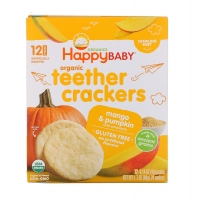 Organic Teethers crackers, вафли для мягкого прорезывания зубов у малышей, Манго и тыква с амарантом, 12 пакетиков по 4 гHappy BABY 
