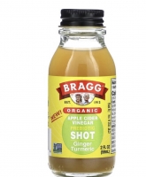 Bragg, Органический яблочный уксус, пребиотик, шот, имбирь и куркума, 59 мл Bragg 