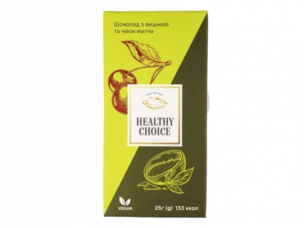 Натуральный шоколад с вишней и чаем матча, Healthy Choice, 25г. фото №1
