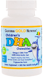 Омега-3(ДГК) для детей в форме жевательных таблеток, 100% дикая арктическая треска, со вкусом клубники и лимона,California Gold NutritionCalifornia Gold Nutrition 
